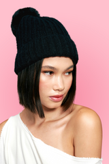 Drea PomPom Beanie - Black