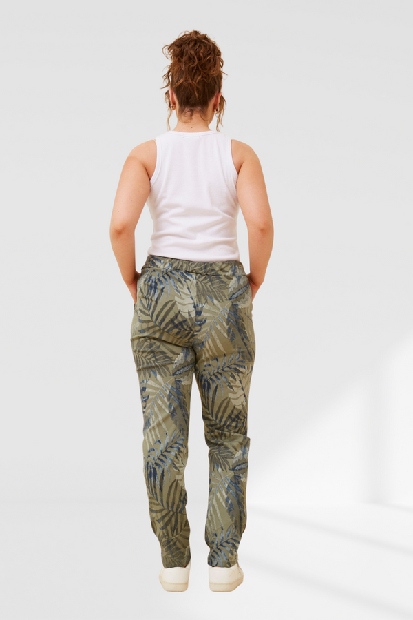 Jorja Pants - Khaki Leaf