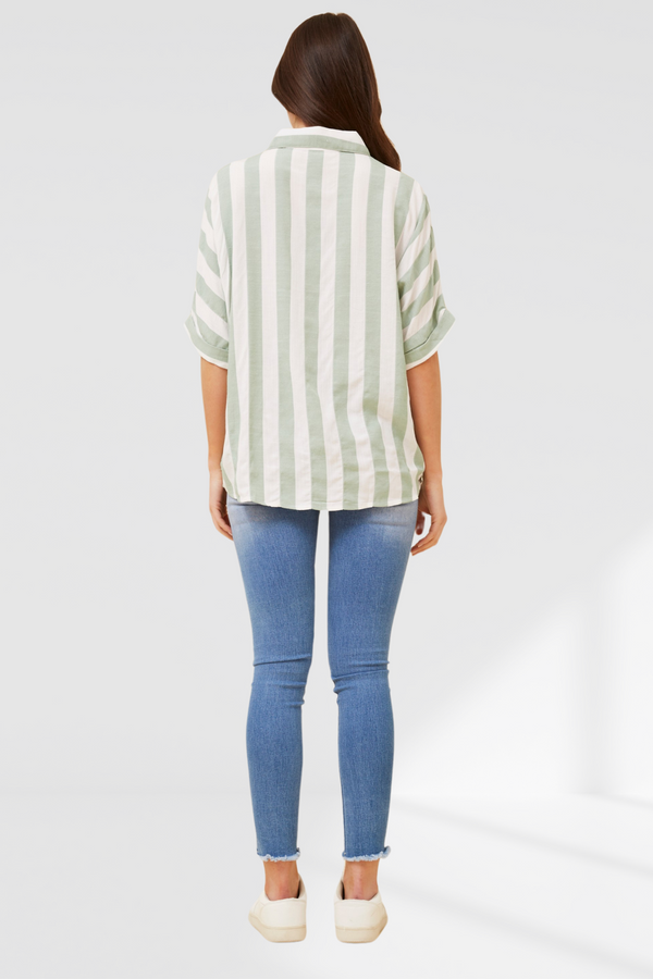 Donna Stripe Shirt - Sage