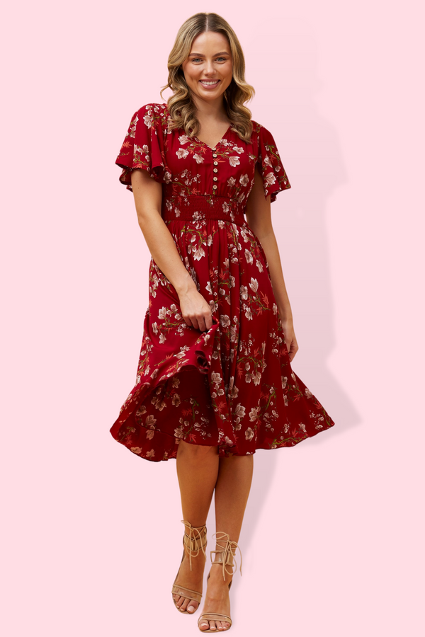 Primrose Dress - Multi Red