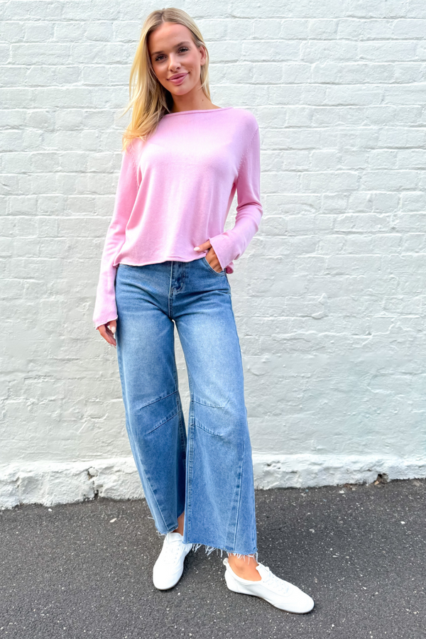 Fifi boatneck knit top - pink