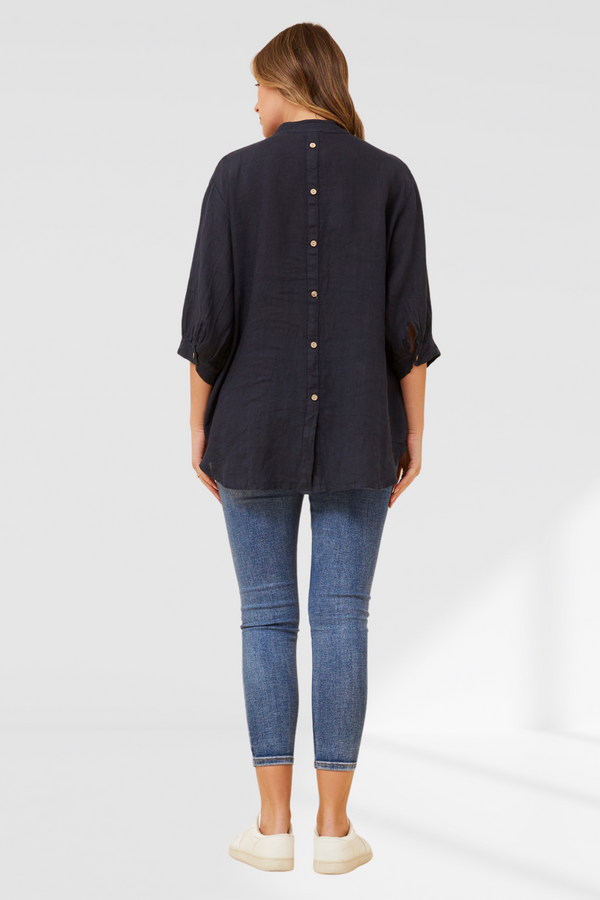 Sydney Linen Shirt - Navy