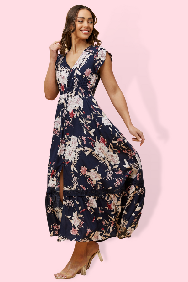 Navy floral maxi