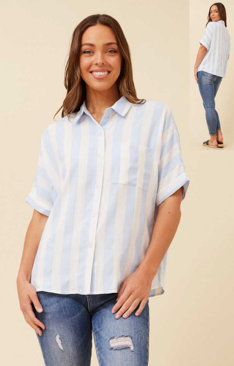 Donna Stripe Shirt - Pale Blue