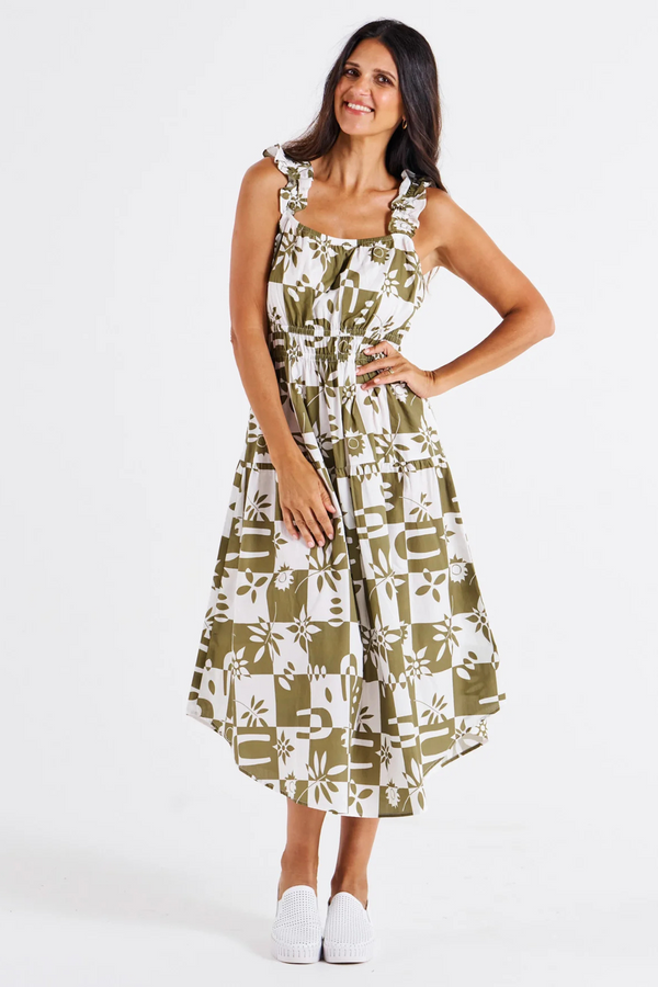 Tiered Maxi Frill Dress - Geo Floral