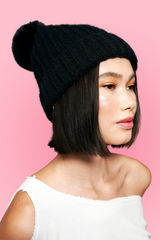 Drea PomPom Beanie - Black