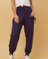 SOLID HAREM PANTS - NAVY