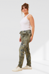 Jorja Pants - Khaki Leaf