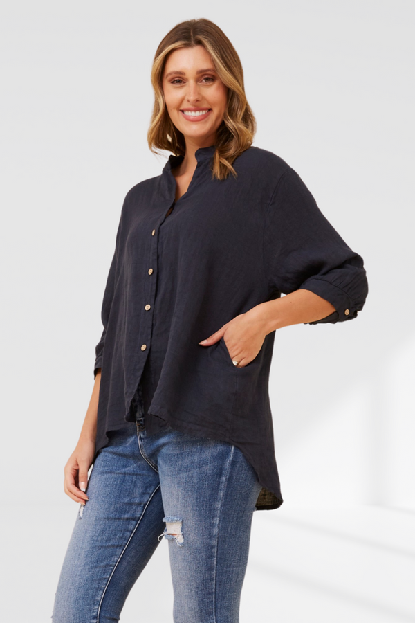 Sydney Linen Shirt - Navy