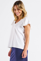 Magnolia Frill Sleeve Top - White