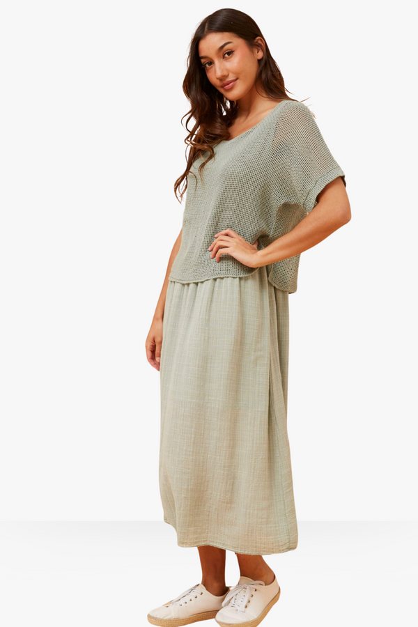 Isolde Dress - Sage MADE IN ITALY