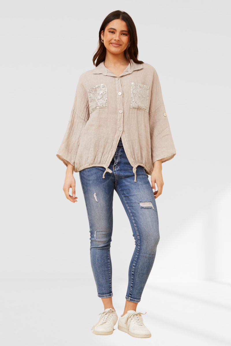 Sequin pocket shirt - Sabbia