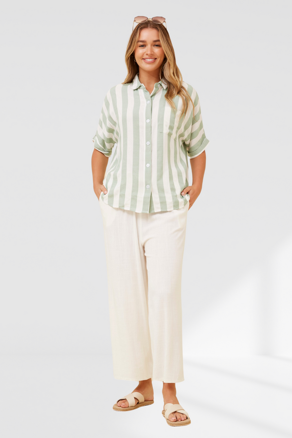 Donna Stripe Shirt - Sage