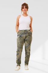 Jorja Pants - Khaki Leaf