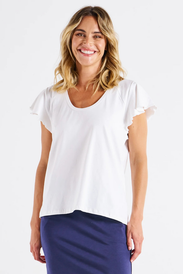 Magnolia Frill Sleeve Top - White