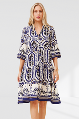 Shani Dress - Multi Blue