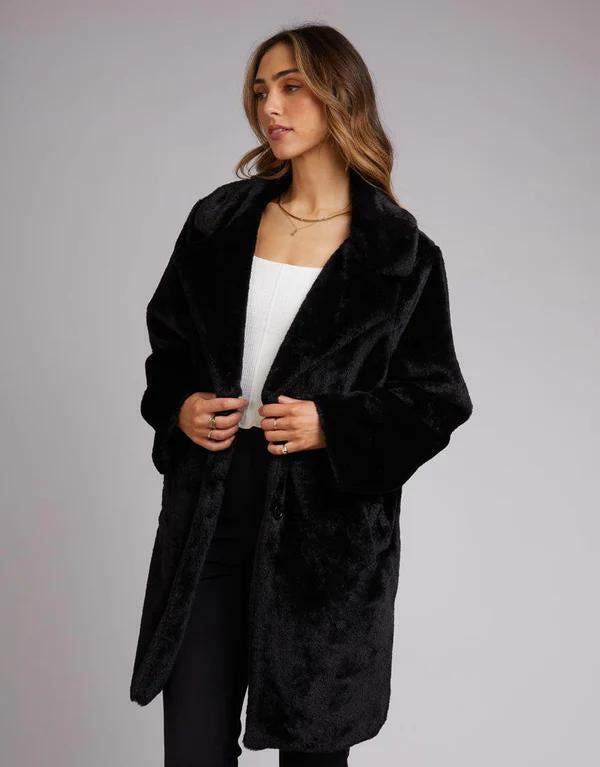 MOLLY FUR COAT - black