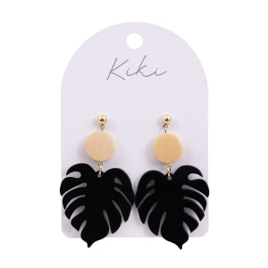 Kiki black leaf earrings