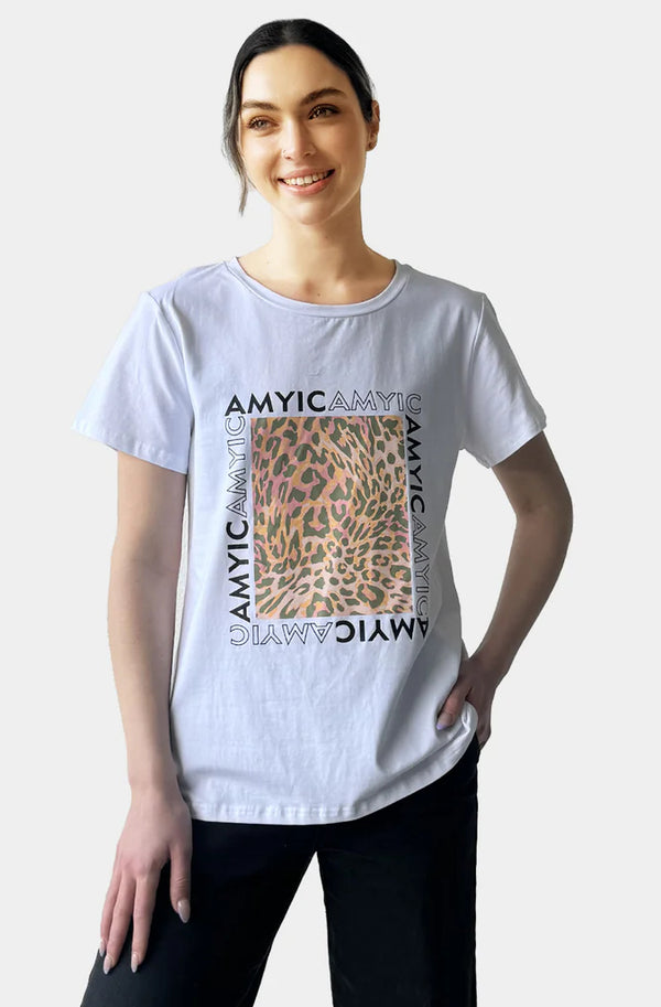 Amyic Logo Tee - Neon Graphic Leopard