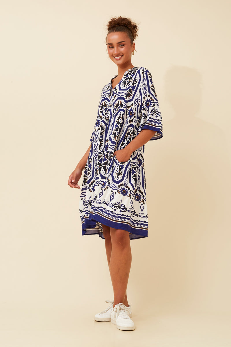 Shani Dress - Multi Blue