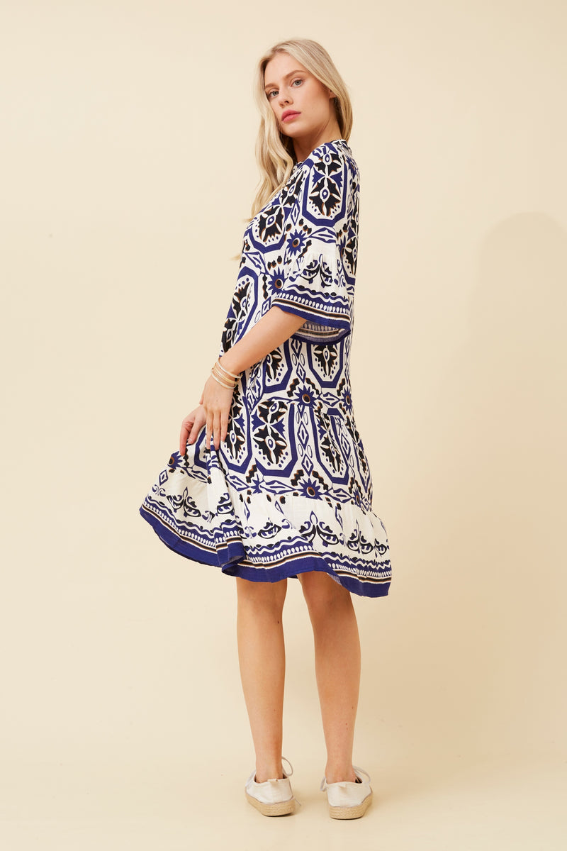 Shani Dress - Multi Blue