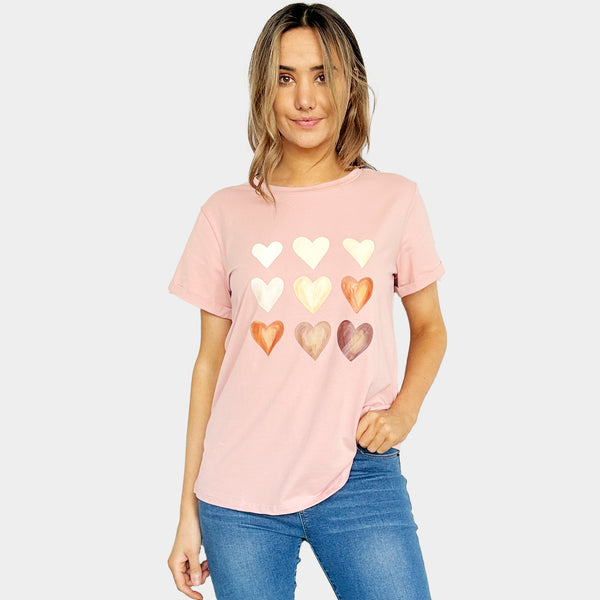 Terracotta Hearts Tee - Blush