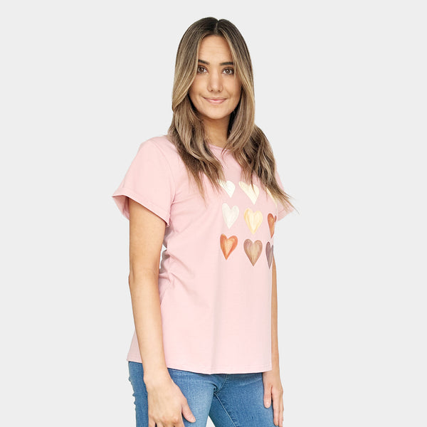 Terracotta Hearts Tee - Blush